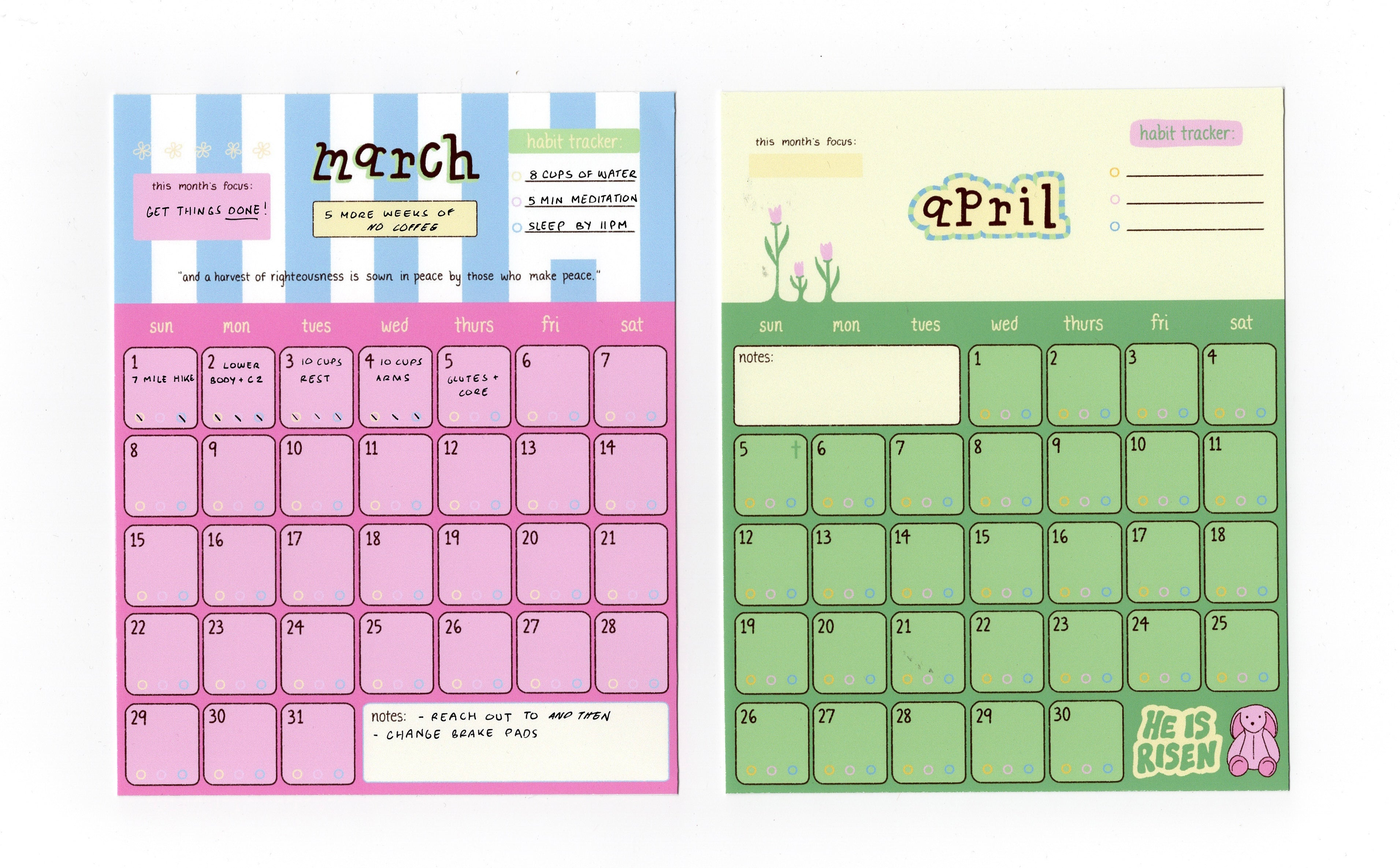 Habit Tracking Calendar